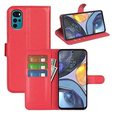 Imagem de Capa Capinha Carteira Para Motorola Moto G22 Case Porta Cartões Em Couro Flip Wallet 360 Anti Impacto (Vermelha)