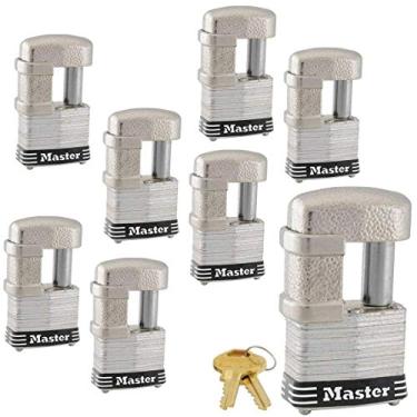 Imagem de Cadeados Master Lock com chave Alike multiuso 37NKA com tecnologia BumpStop, 8 Pack