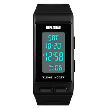 Imagem de Relógio Digital LED Retangular Masculino Retinald, Relógio de Borracha Preto, À Prova D’Água, Preto