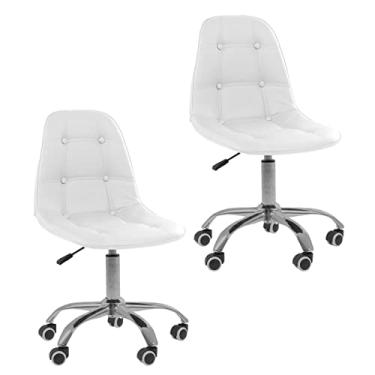 Imagem de Kit 02 Cadeiras Office Eiffel Botonê Ajustável Base Giratória cor:branco