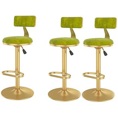 Imagem de Banco de Bar Banco de Café de 3 Peças de Altura, Banco Alto de Veludo Ajustável de Altura com Base Cromada e Banco de Pés, Adequado para Cozinha, Pátio, Café, Taberna (Color : H1)