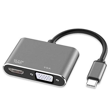 Imagem de Fansipro Adaptador USB 3.1 Tipo C para HDMI 4K 30HZ e VGA 1080p para MacBook Pro Monitor HDTV, 2,44 x 1,53 x 0,59 (polegada), preto