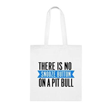 Imagem de Não há botão soneca em uma sacola Pit Bull, presente para cachorro Pit Bull, presente para cachorro Pit Bull, aniversário de Pit Bull bolsa de ombro para cachorro Pit Bull, bolsa reutilizável para cães Pit Bull, Branco