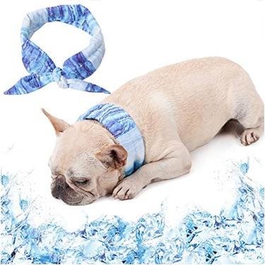 Imagem de Bandana de resfriamento instantâneo para cachorro lenço de verão babadores para gato respirável gola de gelo de poliéster leve resfriamento instantâneo cachecol triângulo para animais de estimação, azul, P: 64 cm
