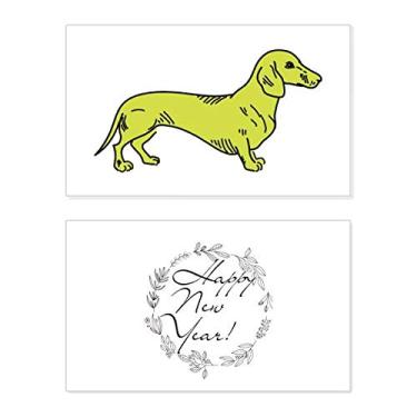 Imagem de Desenho animado cão amarelo ilustração padrão festival ano novo cartão de felicitações mensagem presente