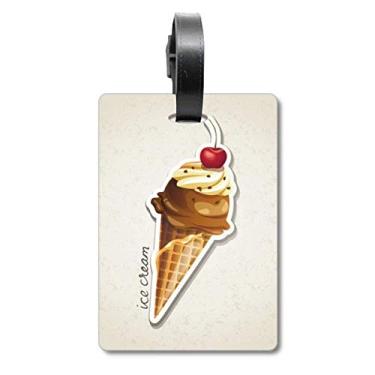 Imagem de Doce Sorvete Doce Chocolate Cereja Mala, Etiqueta de Bagagem, Cartão de Bagagem, Etiqueta Pendurada, Multicolorido.