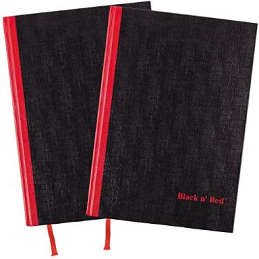 Imagem de Black n' Red Cadernos de negócios, pacote com 2, capa dura, encadernação de caixa, 96 folhas, 21 x 14 cm, preto (400163207)