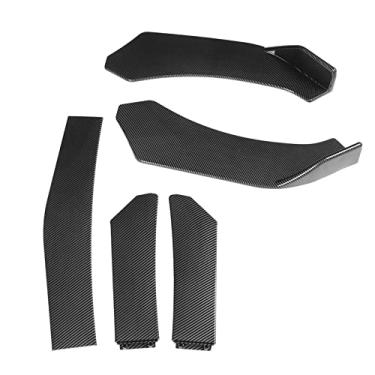 Imagem de Spoiler de lábio de para-choque de fonte de carro, 5 peças de para-choque dianteiro Spoiler de queixo estilo fibra de carbono universal divisor de tampa de para-choque dianteiro do carro