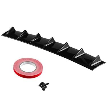 Imagem de Ruien 83,82 cm x 15,24 cm Difusor de lábio traseiro universal para para-choque traseiro do carro Preto Spoiler Shark Fin 7 Asas Brilhante Preto ABS