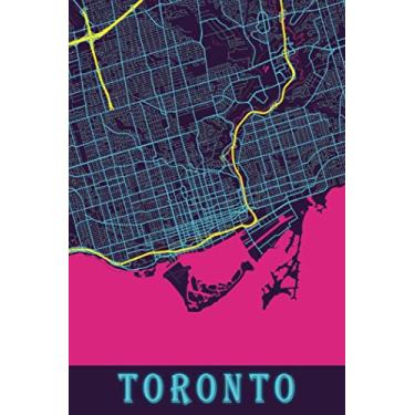 Imagem de Toronto: Diário pautado de 15 x 22 cm | Livro de memórias | Diário para registrar seus pensamentos | Presente de formatura | Presentes para professores | Mapa neon | Para pessoas que amam viajar | Toronto, Canadá, Ontário