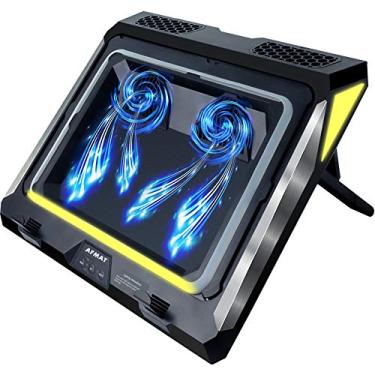 Imagem de Almofada de resfriamento para laptop para jogos, almofada de resfriamento para laptop de 4500 RPM com turbo-ventiladores, portas USB, luzes coloridas – temperatura da CPU cai de 20 a 30 °C em segundos