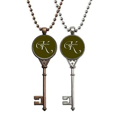 Imagem de OFFbb-USA Colar com pingente de chave de conhecimento tipo expressão de letras, joias, decoração de casal
