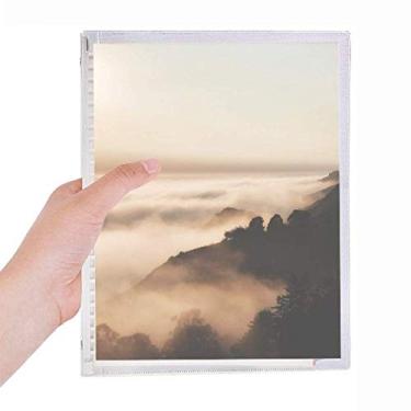 Imagem de Sunrise Sunrise Sunset Mountain Fog Paisagem Sky Caderno Diário Folhas Soltas Recarregável Diário Papelaria