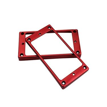Imagem de Guyker Curved Bottom Metal Humbucker Pickup Mounting Ring Set - Bridge and Neck Pickups Cover Frame Replacement Compatible with Les Paul LP Style Electric Guitar or Precision Bass(2PCS, Rose Red)