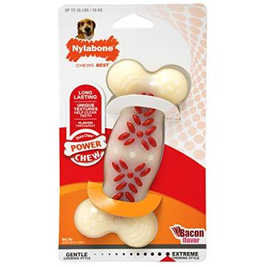 Imagem de Nylabone Dura Chew Wolf Bacon Flavored Bone Dog Chew Toy, Médio/Lobo - Até 16 kg (NCF403P)