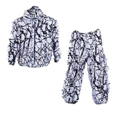 Imagem de F Fityle Ternos Ghillie duráveis, terno de ghille folhoso 3D para meninos jovens, adultos, homens, mulheres, com capuz, camuflagem, gillies, conjunto de roupas - adulto, A