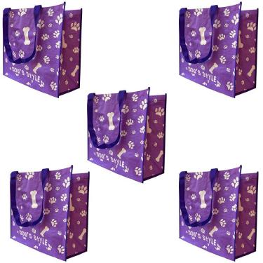 Imagem de Bolsa Ecologica Ecobag Retulizavel Kit 5 Uni Sacola Ombro Compras Mercado Economica Reciclavel