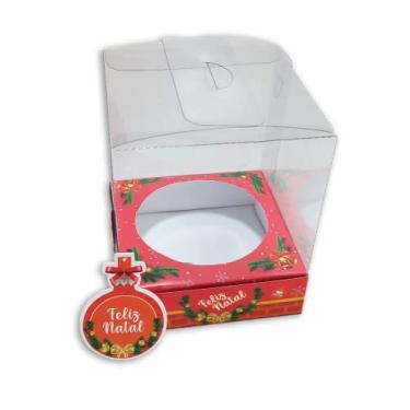 Imagem de Caixa para Panetone Natal 10 unidades, 100g, 250g, 500g, Embala Cristal (250g - 13x13x15, Vermelho)