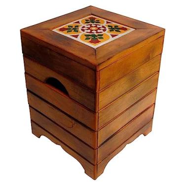 Imagem de Banco Madeira Volpi Baú Com Ladrilho Hidráulico (B1)