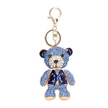 Imagem de Chaveiro de urso, chaveiro de urso de strass, chaveiro de urso bonito, chaveiro de urso, chaveiro de glitter para festival de aniversário azul