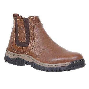 Imagem de Botina Unissex de Couro Marrom com Bico Redondo Zebu 27736