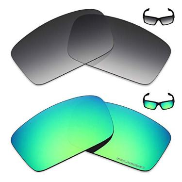 Imagem de Mryok+ 2 pares de lentes polarizadas de substituição para óculos de sol Oakley Twitch – Cinza dégradé tingido/verde esmeralda