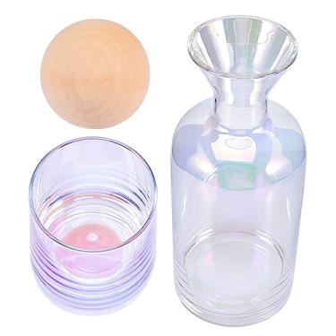Imagem de BRIGHTFUFU 1 Conjunto conjunto de garrafa de água fria jarro de suco jarro de água copos de vidro jarra com jarra de água de cabeceira garrafa de vidro mesa de cabeceira terno de vidro