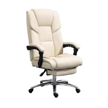 Imagem de Cadeira de escritório Cadeira de estudo com encosto alto para casa, cadeira giratória de luxo moderna, pode levantar cadeira executiva, poltrona ergonômica cadeira de computador(Branco)