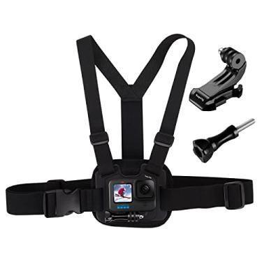 Imagem de Suptig Suporte no Peito, Alça Ajustável no Peito, Material Respirável para GoPro Hero 12/11/10/9/8/7/6/5/4/3/Session/Max/Fusion/AKASO/DJI Osmo e Mais Câmeras de Ação (Preto)