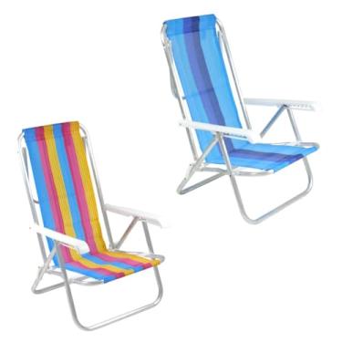 Imagem de Kit 2 Cadeira De Praia Reclinável 8 Posições Alumínio Camping Piscina Sortidas - 25100 Belfix - Sortida