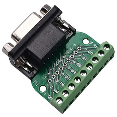 Imagem de Bettomshin Conector de placa de breakout D-sub DB9 9 pinos 2 fileiras fêmea RS232 porta serial sem solda adaptador de bloco de terminal com porcas de posicionamento 1 peça