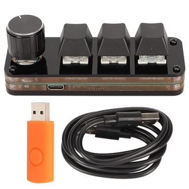 Imagem de Beufee Mini teclado de 3 teclas, interruptor azul intercambiável com uma mão teclado mecânico para jogos programação personalizada macro mini teclado USB com botão
