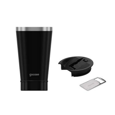 Imagem de Copo Térmico de Cerveja Café Aço Inoxidável Parede Dupla Com Tampa Gocase Vibe 470ml Preto