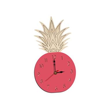 Imagem de Cabilock Relógio para cozinha Relógio de parede de abacaxi rosa Relógio decorativo Relógio de parede sem barulho Relógio para qualquer parede Acrílico decorar filho Bambu