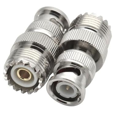 Imagem de TECKEEN Adaptador coaxial BNC UHF RF, adaptador de conector BNC macho para UHF SO239 fêmea, 2 peças