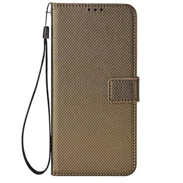 Imagem de Capa de couro adequada para Oukitel C35. Capa de design de carteira com suporte de suporte com slots de cartão marrom