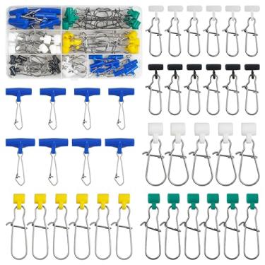 Imagem de FUSIGO 66 peças de raspador de pesca com fecho duplo para linha trançada, conector de linha de pesca de aço inoxidável resistente para água salgada