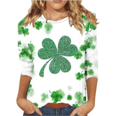 Imagem de Camisetas femininas do Dia de São Patrício com capuz Shamrock Green Irish Day Tops Lucky Irish Blessed, Verde - A, XXG