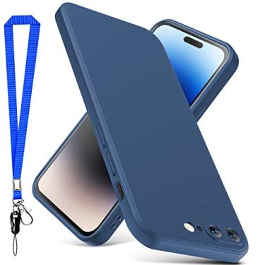 Imagem de YSLBWLE Capa para iPhone 8 Plus, capa para iPhone 7 Plus, capa fina de silicone líquido com cordão, à prova de choque, capa fina para iPhone 8 Plus, capa azul 3-IP8P-02