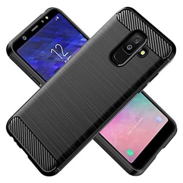 Imagem de KOARWVC Capa de celular para Samsung Galaxy A6 Plus 2018, fibra de carbono, à prova de choque, resistente, antiarranhões, TPU macio, ajustável, leve, Slim Fit