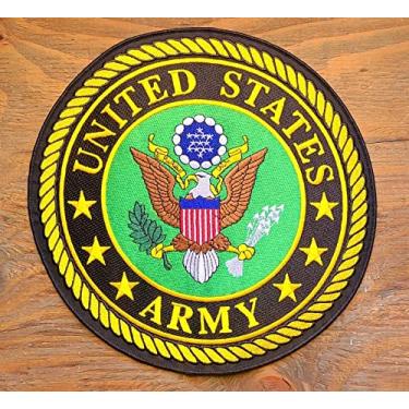 Imagem de KMA Patch de motociclista US Army 10 Back Patch para jaqueta colete de couro verde 25,4 cm de diâmetro