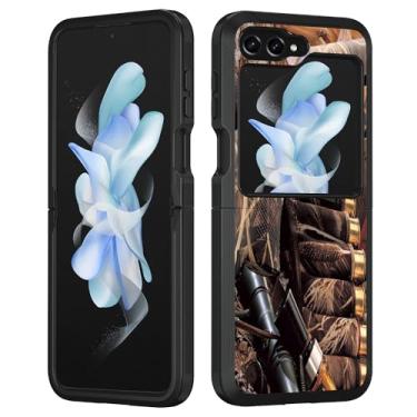 Imagem de BWOOLL Capa protetora para Samsung Galaxy Z Flip 5, grau militar, resistente, à prova de choque, capa protetora estilosa para Galaxy Z Flip 5 5G 2023, isca de caçada de pato, camuflagem, espingarda,