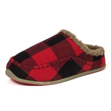 Imagem de Pantufa infantil infantil para meninos Deer Stags Slipperooz Lil Nordic, Red/Black, 11 Little Kid