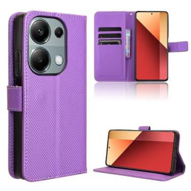 Imagem de Elubugod Capa de couro compatível com Xiaomi Poco M6 Pro 4G, capa flip de couro PU compatível com Xiaomi Redmi Note 13 Pro 4G capa roxa