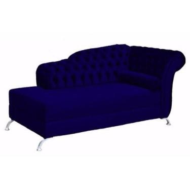 Imagem de Divã Recamier Para Sala E Quarto Styllus Suede Azul Marinho  - Dl Deco