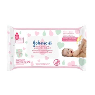 Imagem de Lenço Umedecido Proteção Pele, Johnson's, 96 unidades, Branco