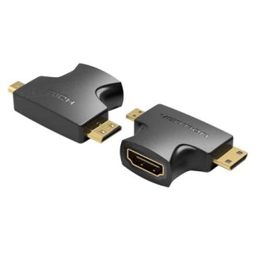 Imagem de Adaptador Mini HDMI para HDMI e Micro HDMI para HDMI 2 em 1 VENTION 4K 30Hz Adaptador Mini HDMI macho para HDMI Fêmea x Micro HDMI Macho para HDMI Fêmea para Câmera Filmadora Projetor