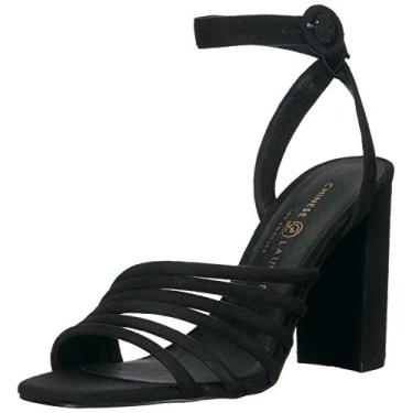 Imagem de Chinese Laundry Sandália feminina de salto Jonah, Camurça preta, 39