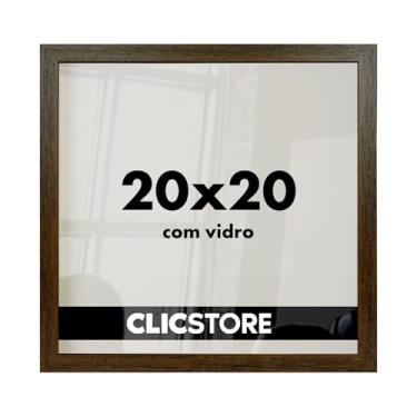 Imagem de Moldura 20x20Cm Para Quadros Com Vidro e Fundo Certificados Diplomas Fotos Imagem Decorativa (Marrom)