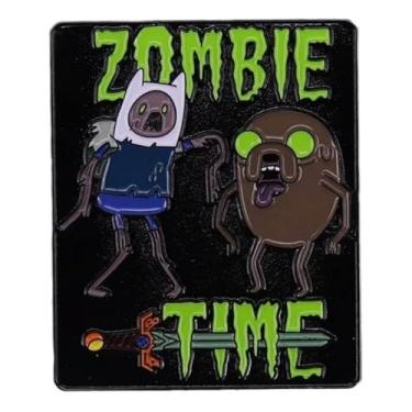 Imagem de Zombie Time Halloween Adventure Time Title Logo Sword Come Along With Me Jake Finn Cartoon Animated TV Show Mashup 4.1 cm Emblema de pino esmaltado, 1.6 Inches, Esmalte, Esmalte